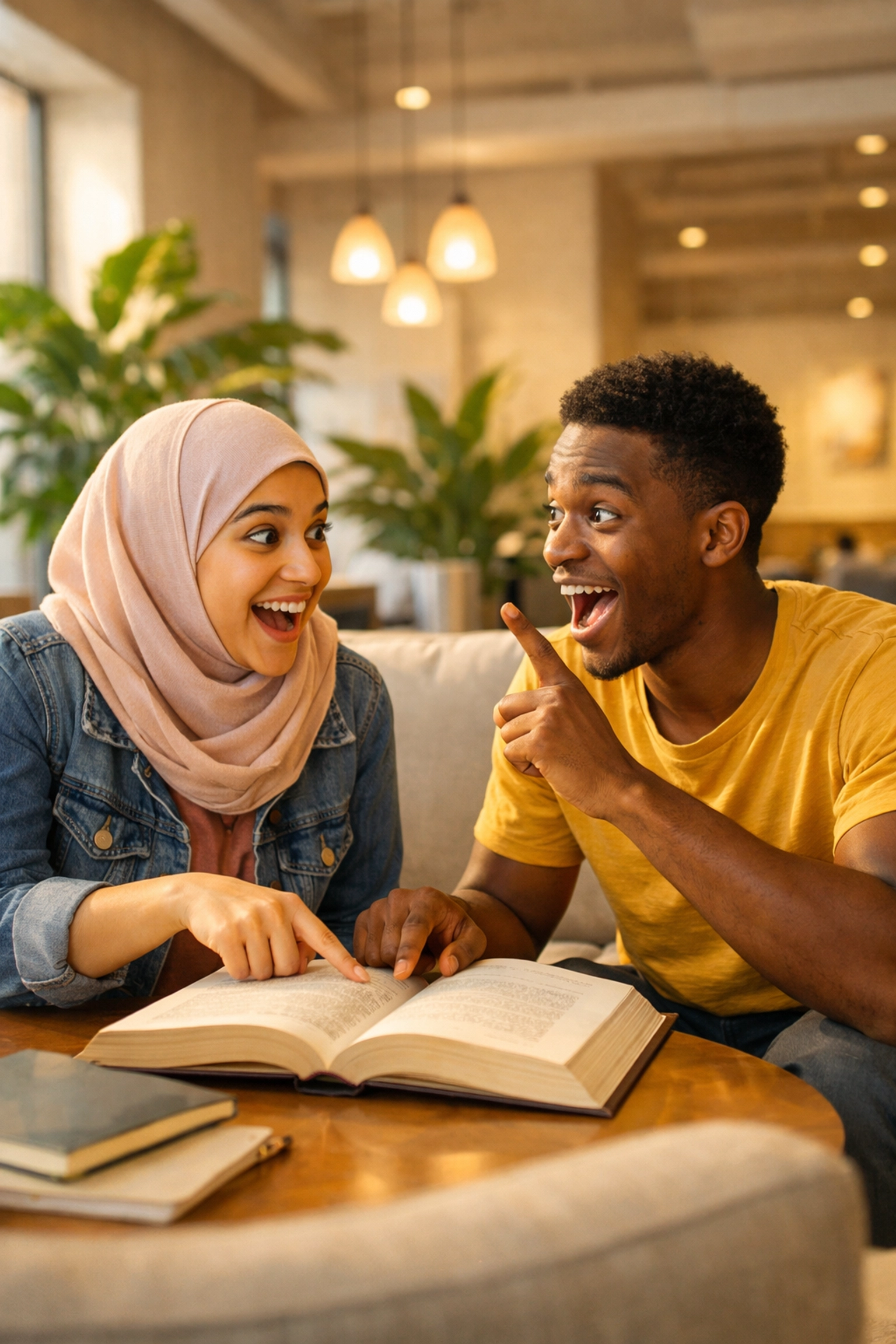 Students sharing a moment of academic breakthrough while mastering SAT Reading and Writing synthesis.