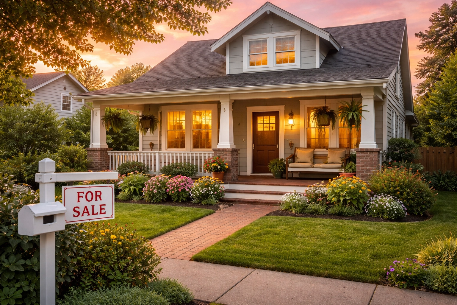 Family home at sunset highlighting real estate division concerns during divorce in Fredericksburg Virginia