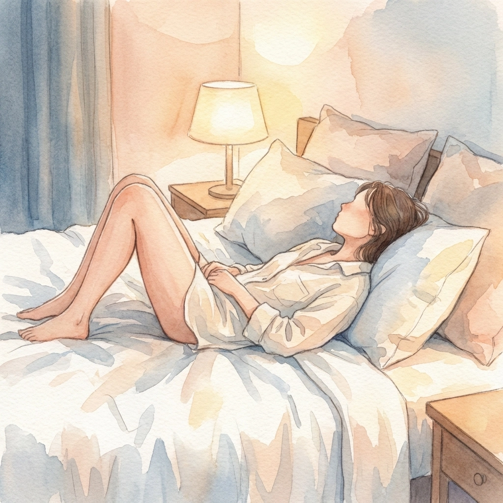 Gay man relaxing in bed for solo exploration and self-discovery with sex toys