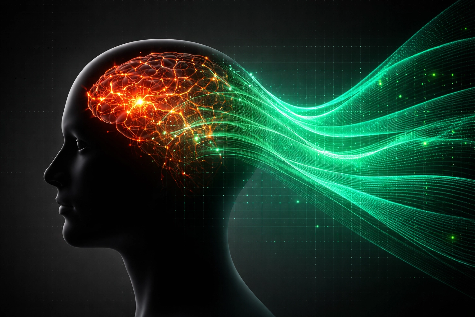 Visual metaphor showing a chaotic brain contrasted with calming data streams, illustrating how AI brings objectivity to football betting decisions to avoid Tilt.