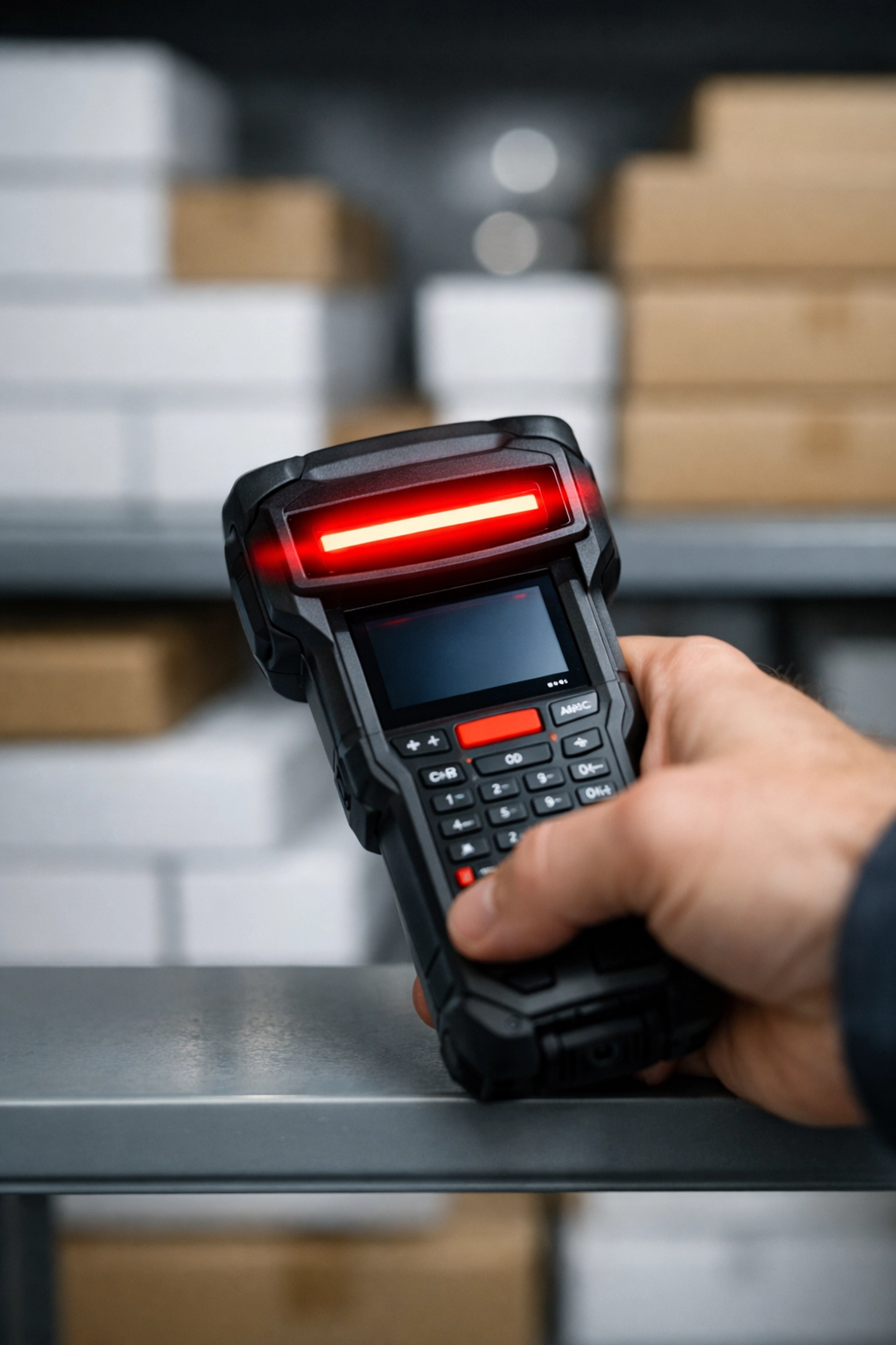 Scanning stock for logistics in retail to manage inventory tracking in London and Enfield warehouses.