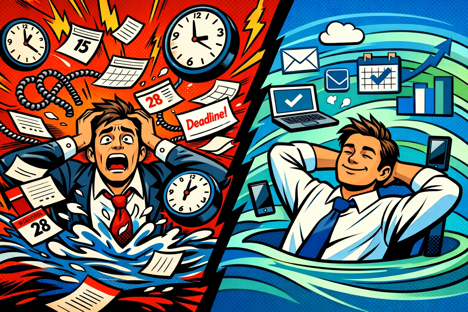 Chaos of managing virtual assistants across time zones vs organized AI automation