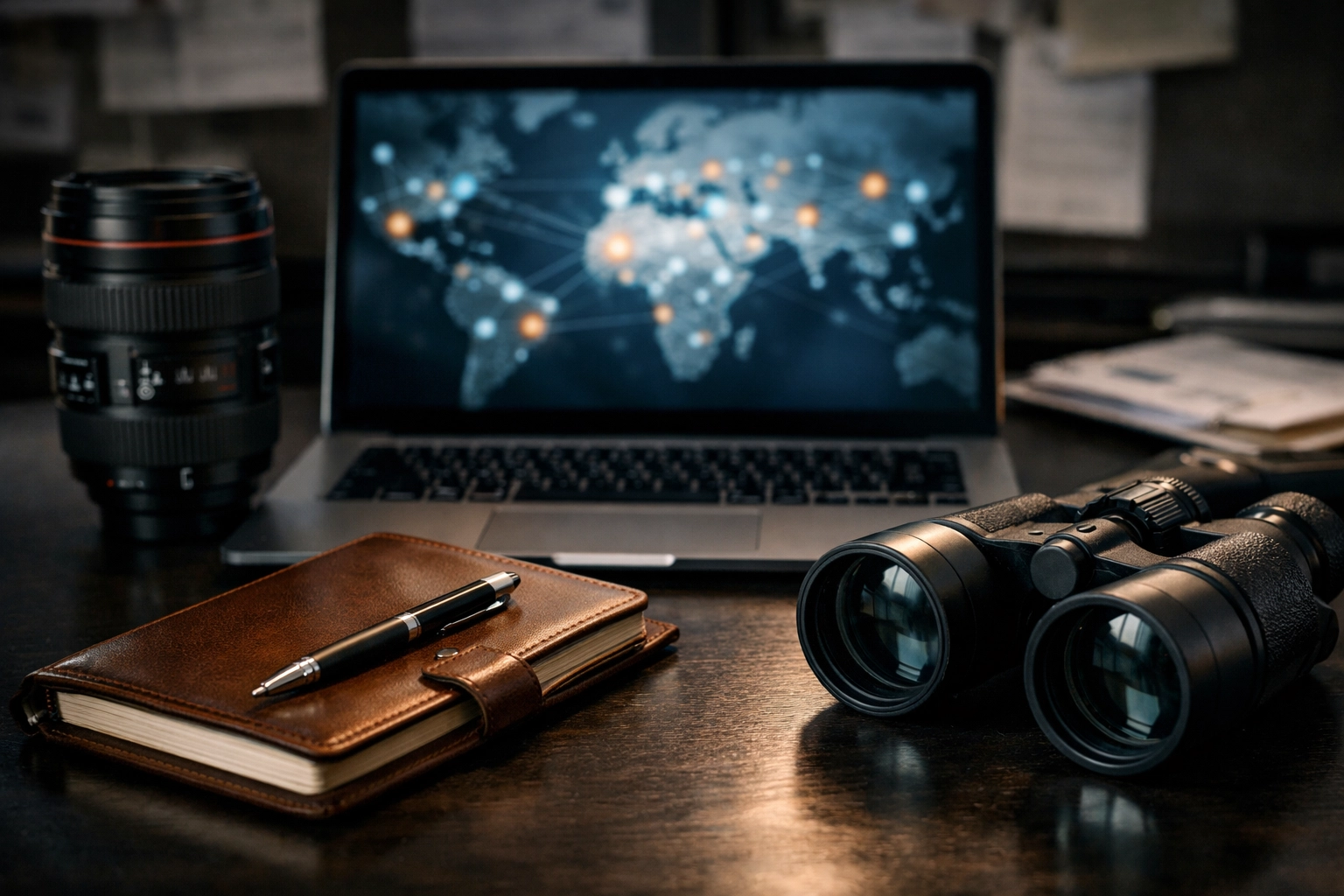 The Professional Investigator’s Guide to Pricing: Flat Rates vs. Hourly for Complex Cases Litigation support tools on the desk of an asset tracing investigator during a deep-dive search.