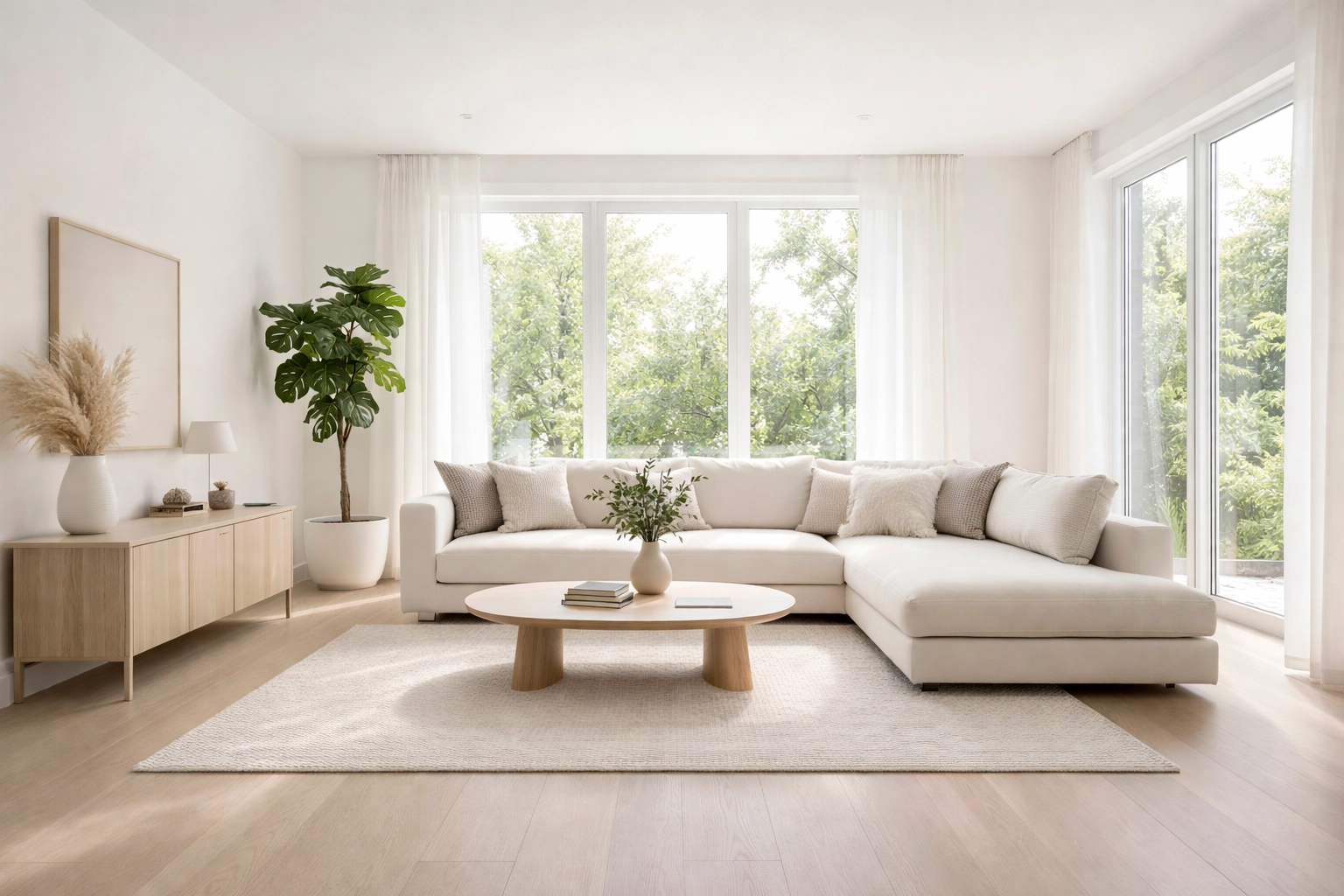 Spacious Sunlit Living Room