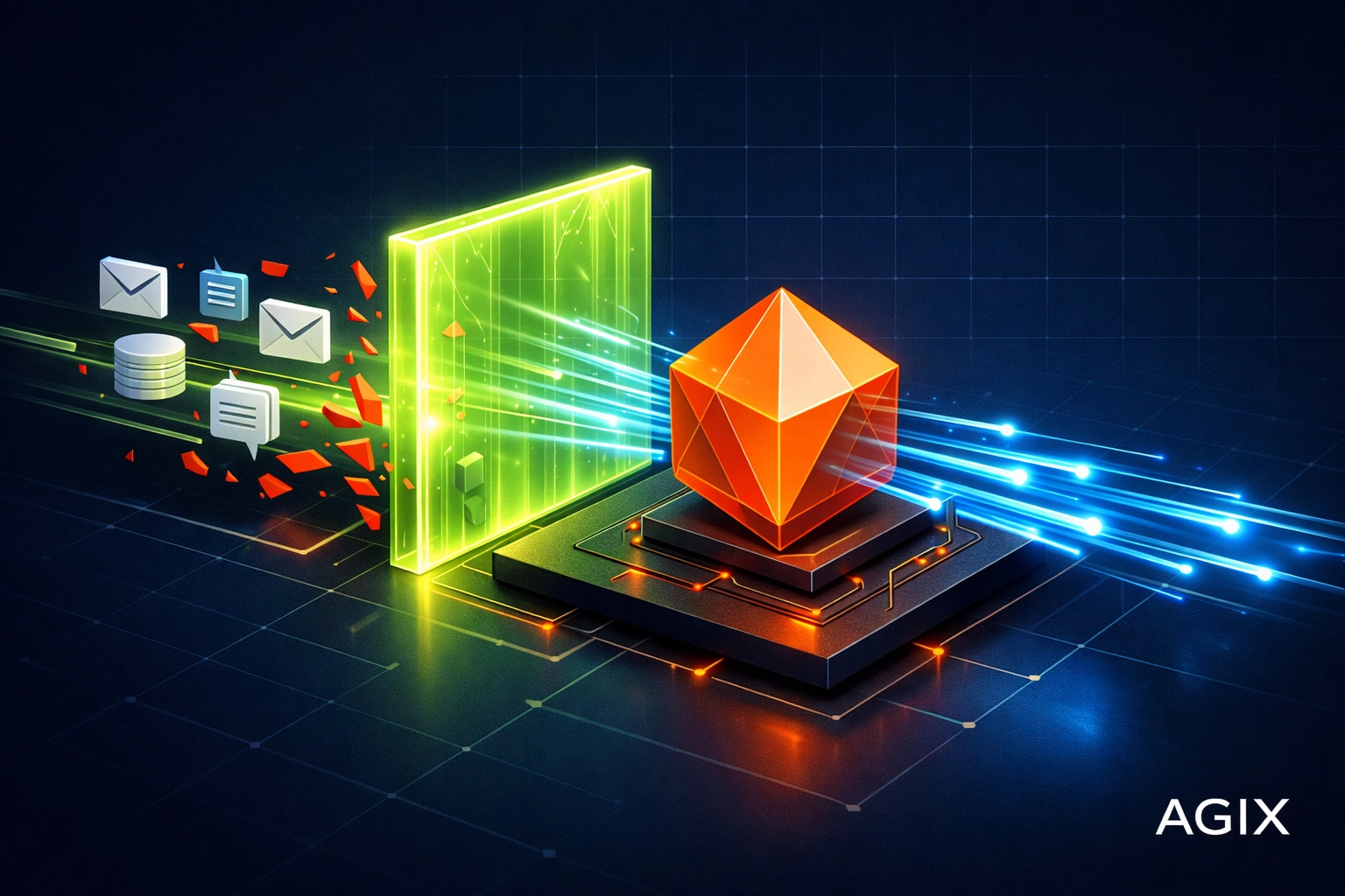 Technical diagram of a data sanitization filter protecting autonomous agents from prompt injection attacks.