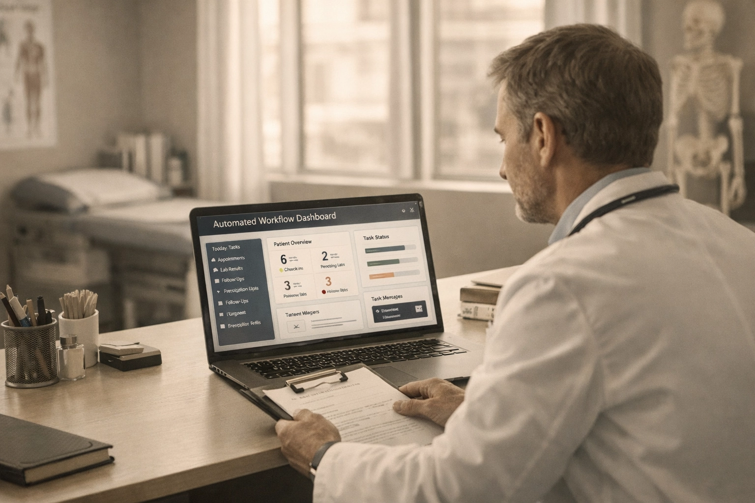 The Math of Burnout: How Stress Erodes Your Practice's Bottom Line Organized medical practice office with automated workflow systems and streamlined operations