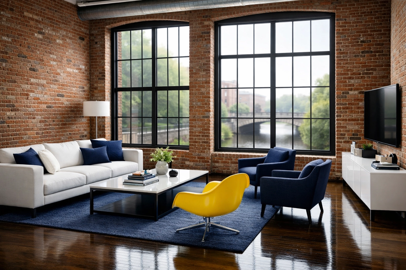 Spotless modern loft in Lowell MA showcasing professional residential cleaning results.