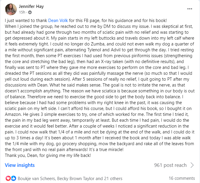 Client Testimonial - 180° Sciatica Solution