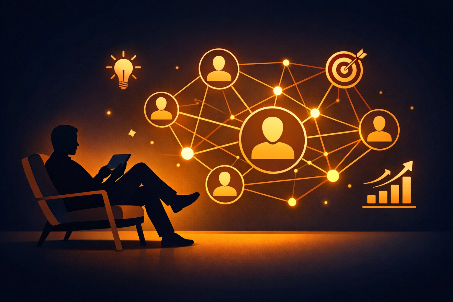 MLM leader managing downline team with automated network marketing system