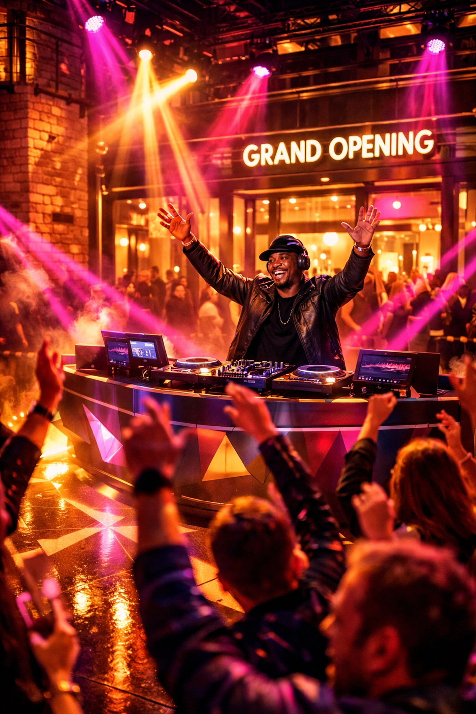 High-energy DJ service for a grand opening brand activation in Denver with professional event lighting.