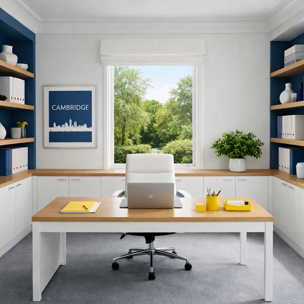 Organized and pristine Cambridge office space highlighting the benefits of professional commercial cleaning services.