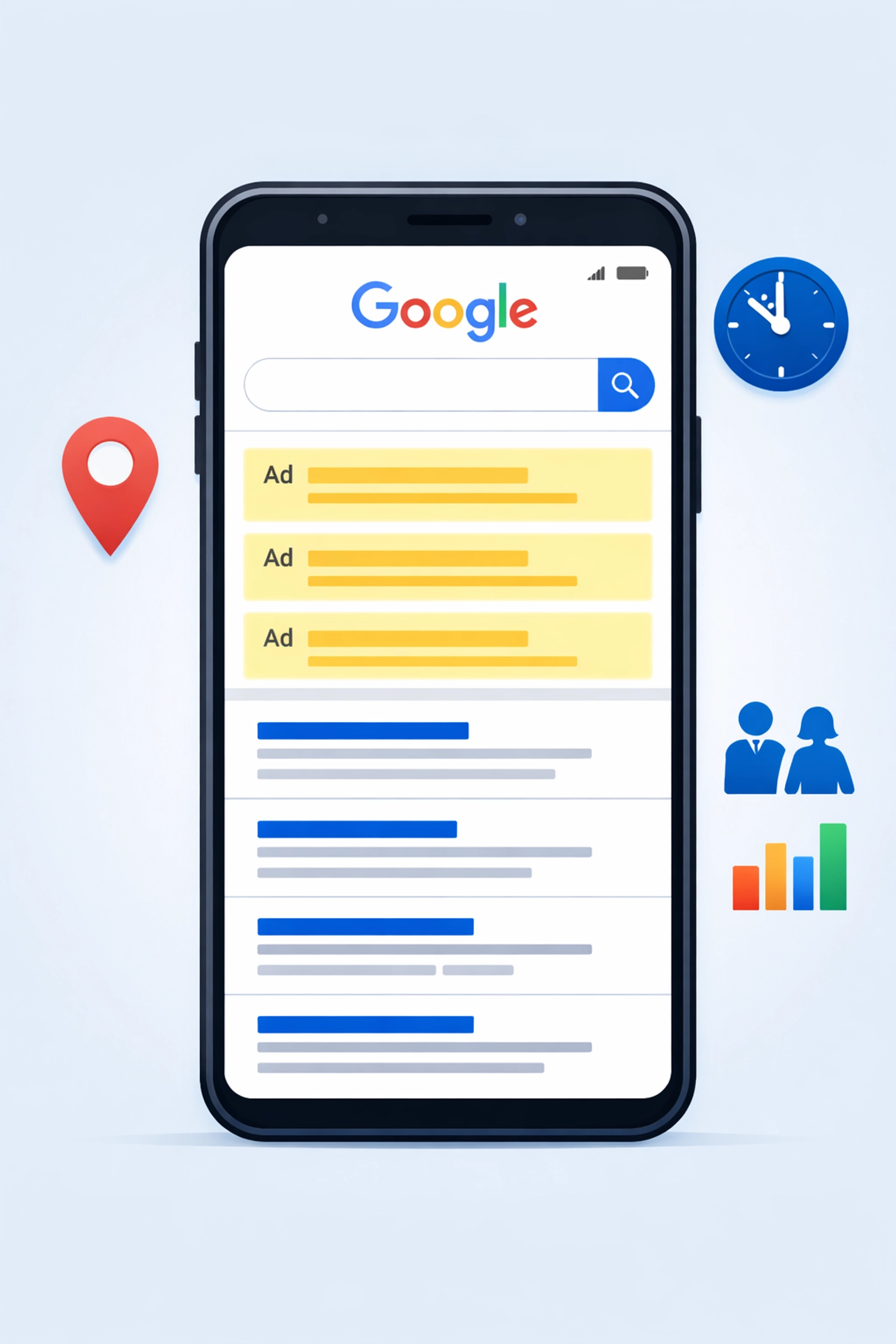 Google search results showing paid ads and organic local SEO rankings for Venice businesses