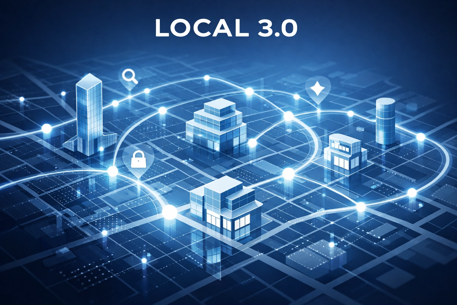 Digital map illustrating the interconnected Local 3.0 search ecosystem and automated directory data.