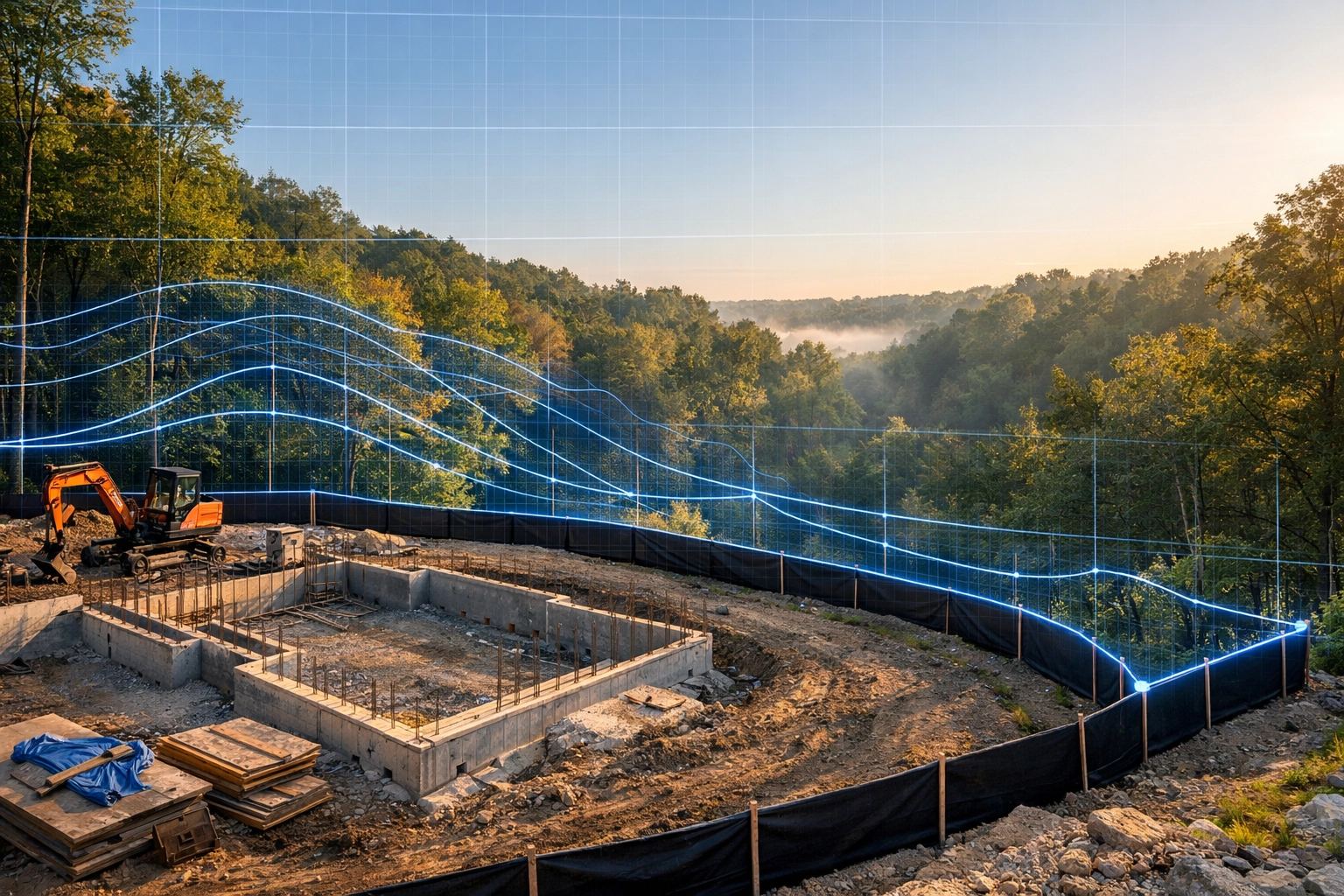 Civil engineering site grading plan for a construction project located in a TRCA regulated ravine zone.