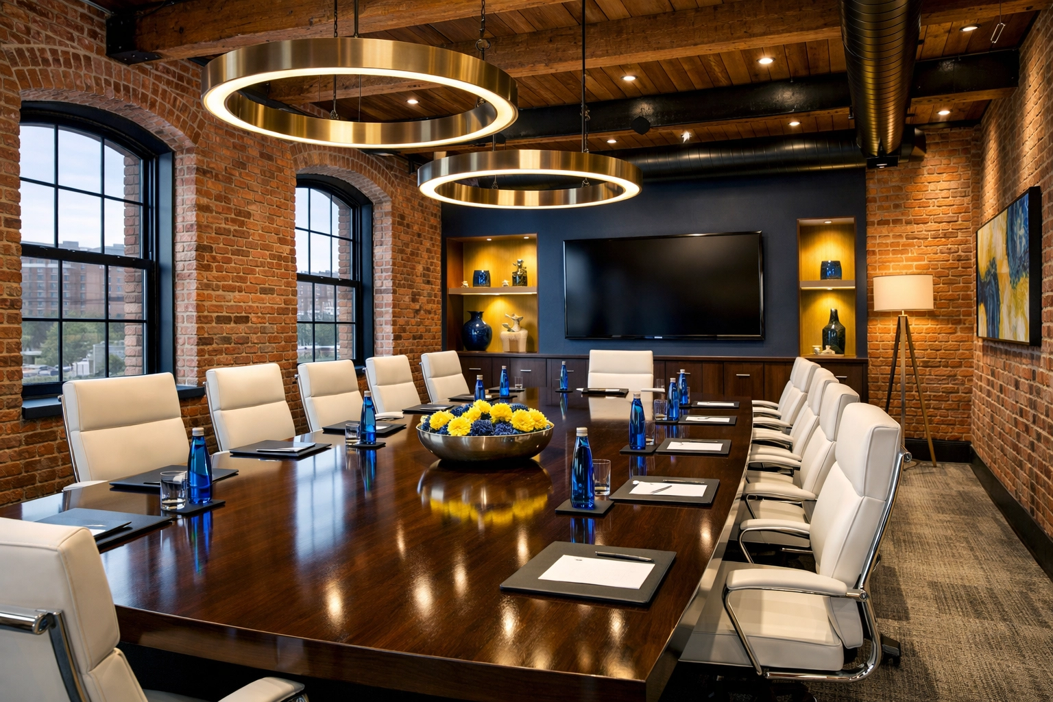 Professional Worcester office cleaning for a corporate boardroom with sanitized surfaces and dust-free furniture.