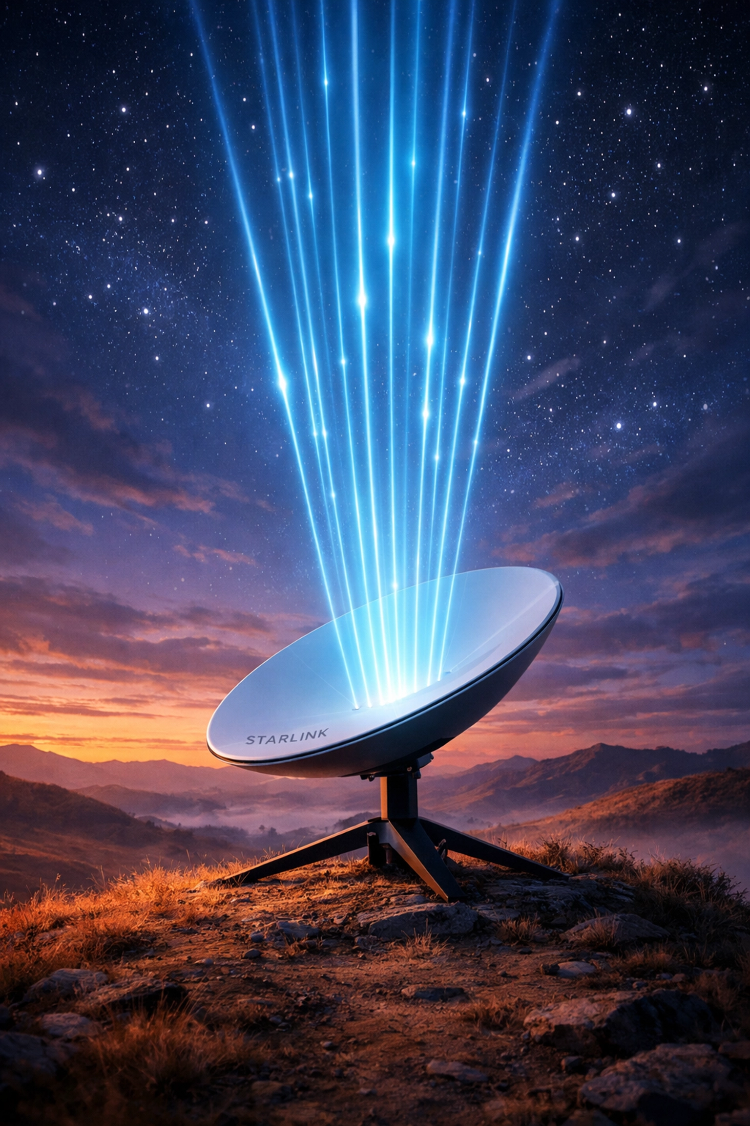 Starlink satellite dish connecting communications in Ukraine conflict zone