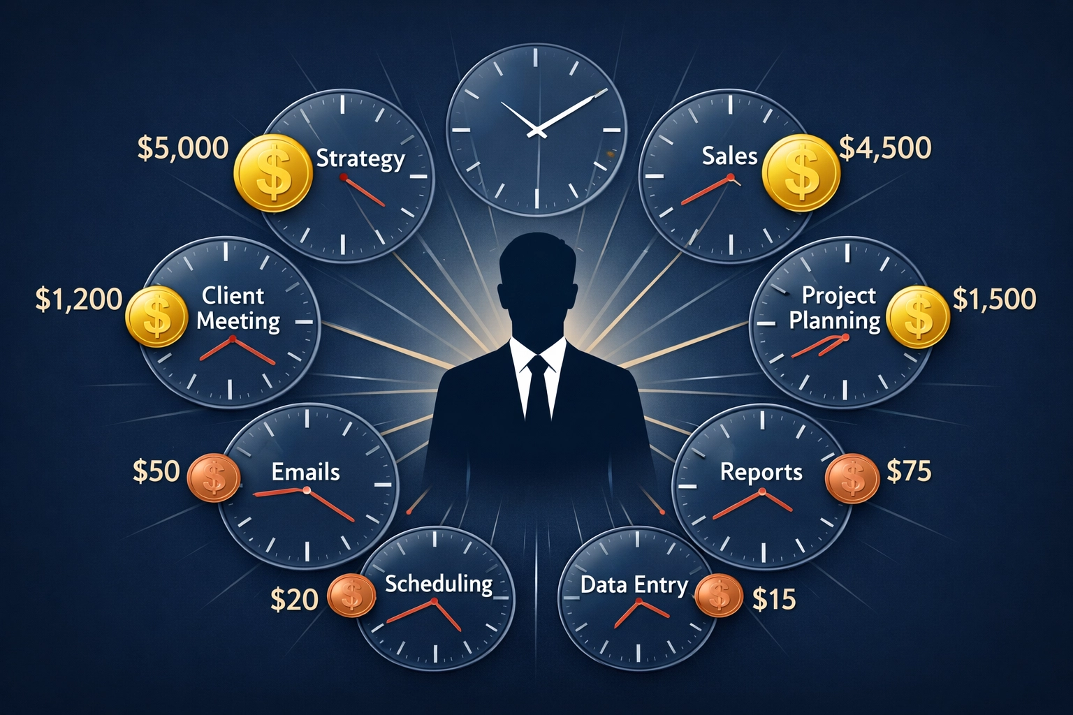 Business tasks organized by time value showing high-value versus low-value work