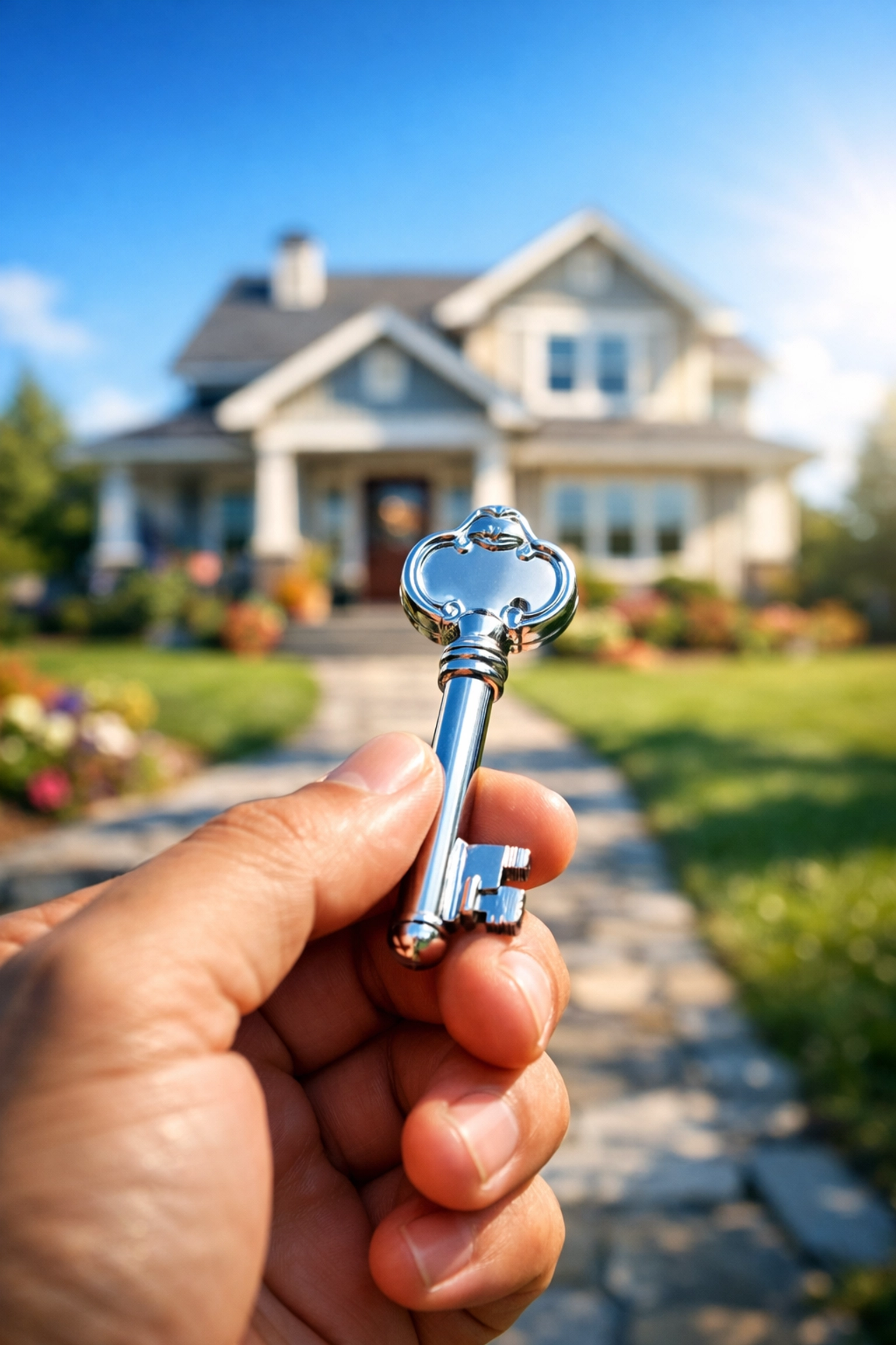 Close up of house keys after getting a mortgage pre-approval to buy a new suburban home.