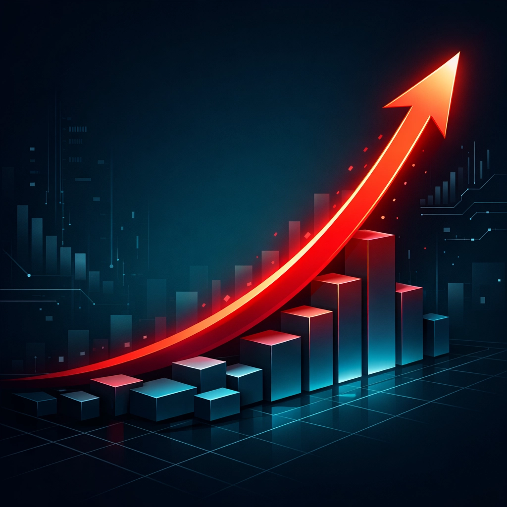 Growth graph representing the return on investment for professional trade business digital marketing.