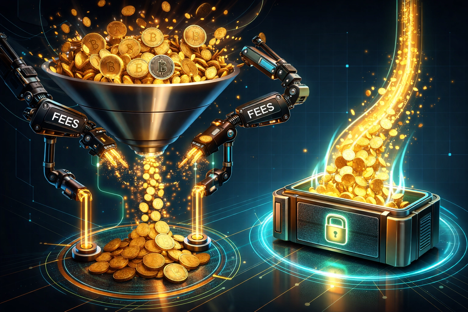 Crypto coins illustrating fee savings with gas-only transfers versus traditional payment processor fees