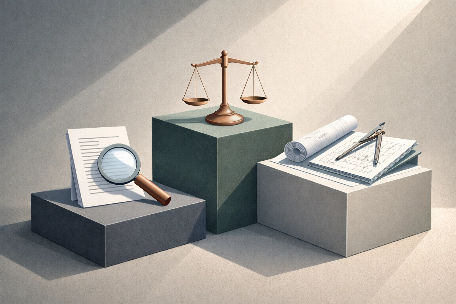 Abstract illustration of due diligence tools, emphasizing analysis in private equity and real estate investments