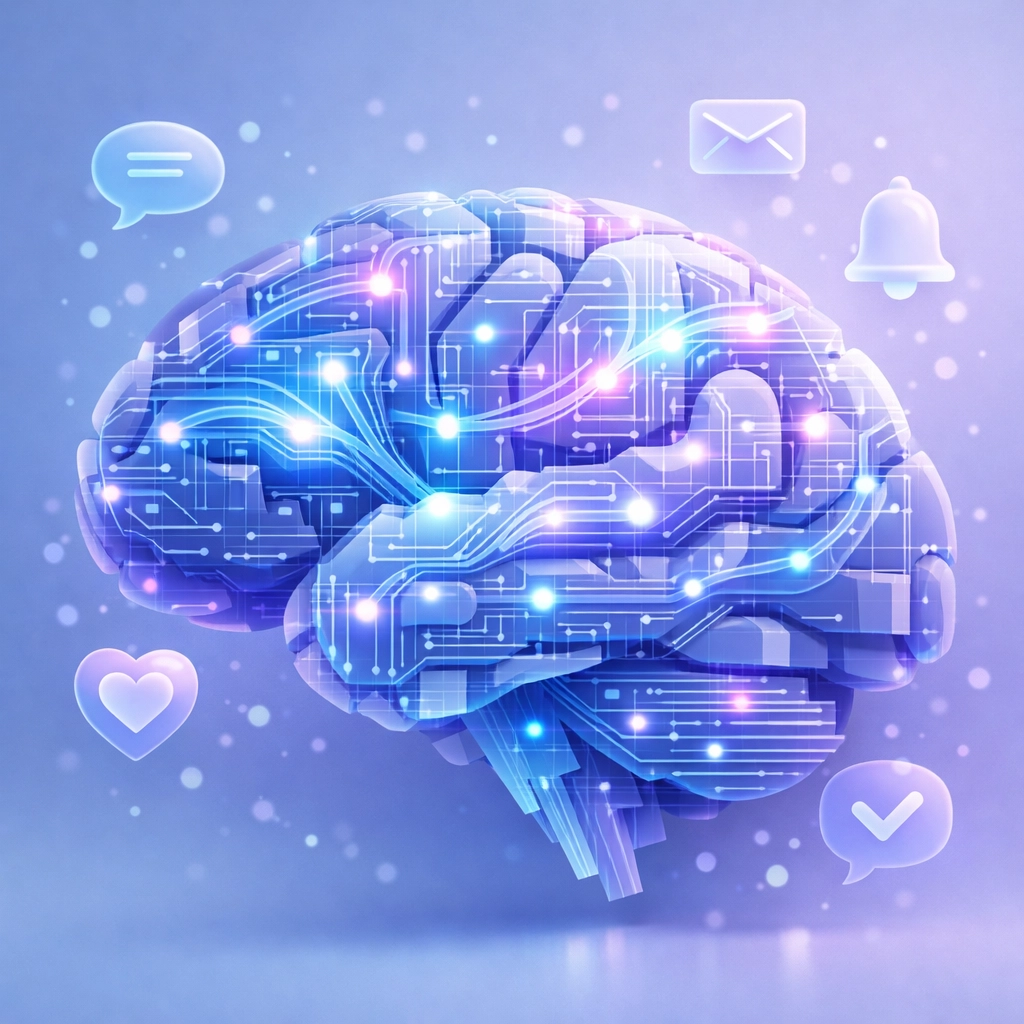 Neurodivergent brain processing digital information with diverse cognitive pathways and notification management