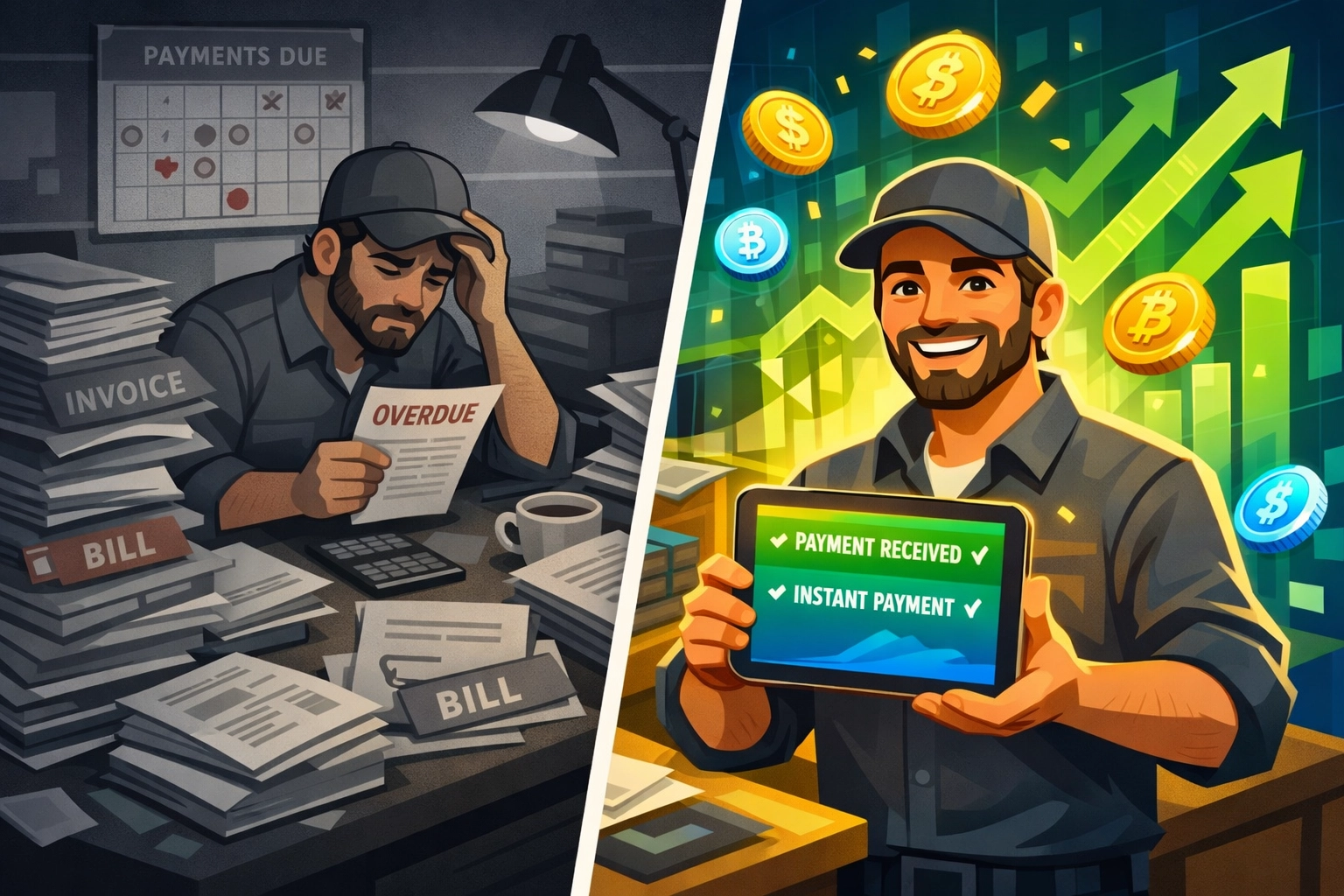 Merchant comparison: traditional delayed payments vs instant crypto settlement with Larecoin