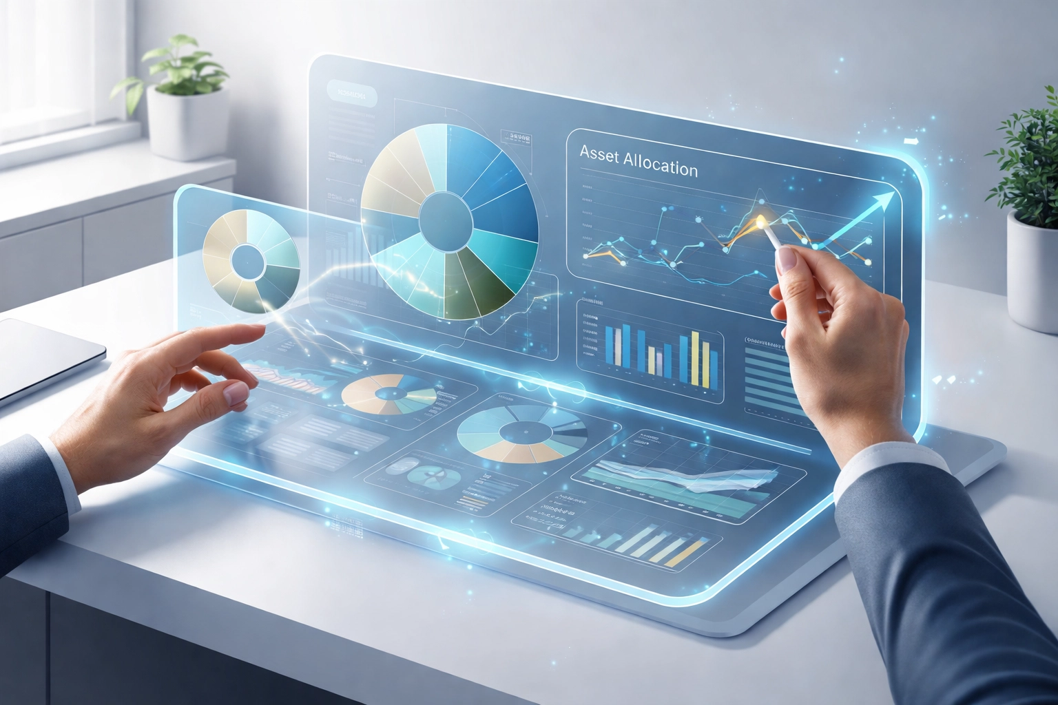 Modern dashboard interface illustrating portfolio tracking, asset allocation, and effective investment management