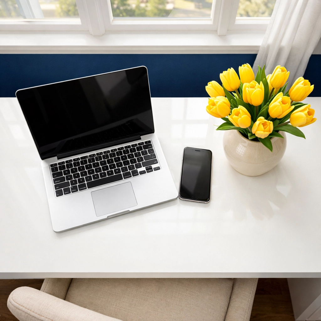 Online booking for professional cleaning services in a modern Massachusetts home office.