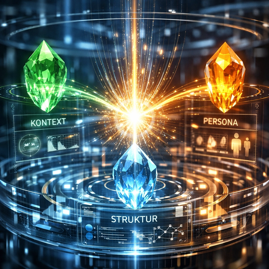 Holografische Darstellung von Prompt-Elementen für einen effizienten Kundenservice mit KI.