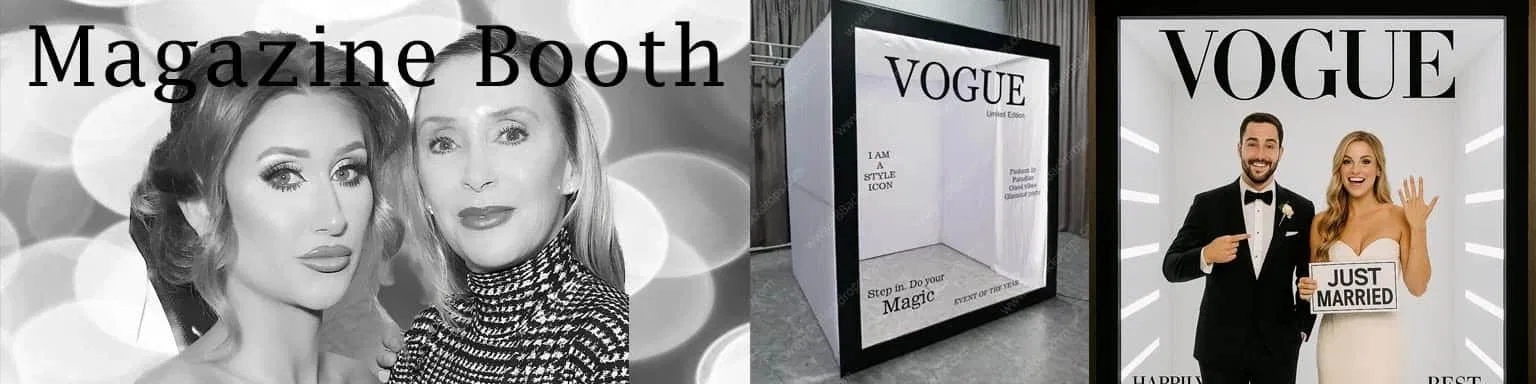Editorial-style magazine booth experience