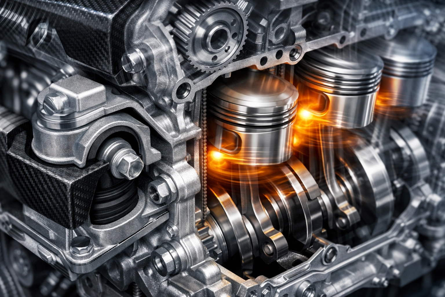 Detailed view of a European car engine block and mounts, illustrating causes of rough idling and vibration.
