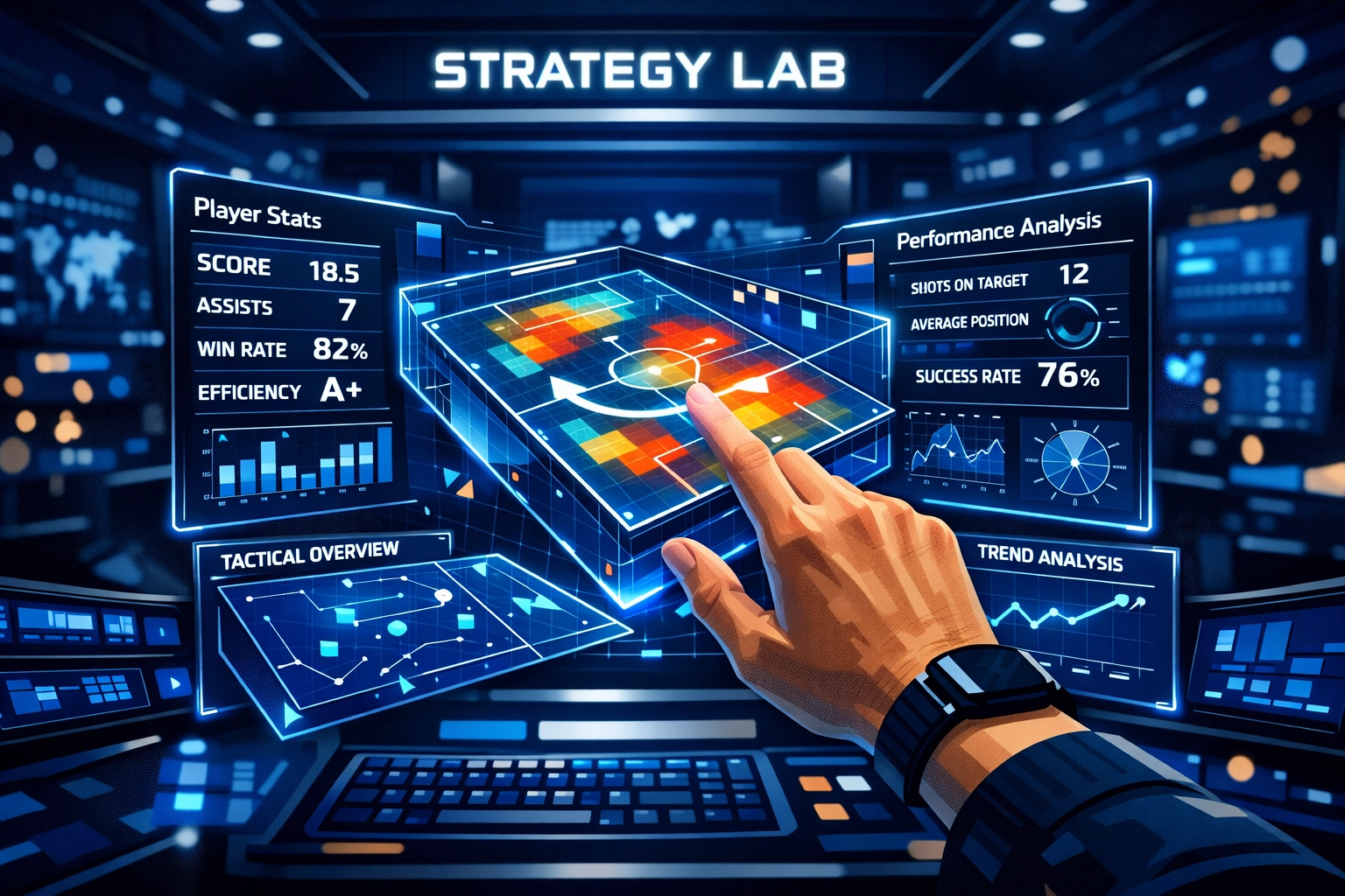 Stockballer Strategy Lab dashboard showing athlete performance metrics and investment risk analysis