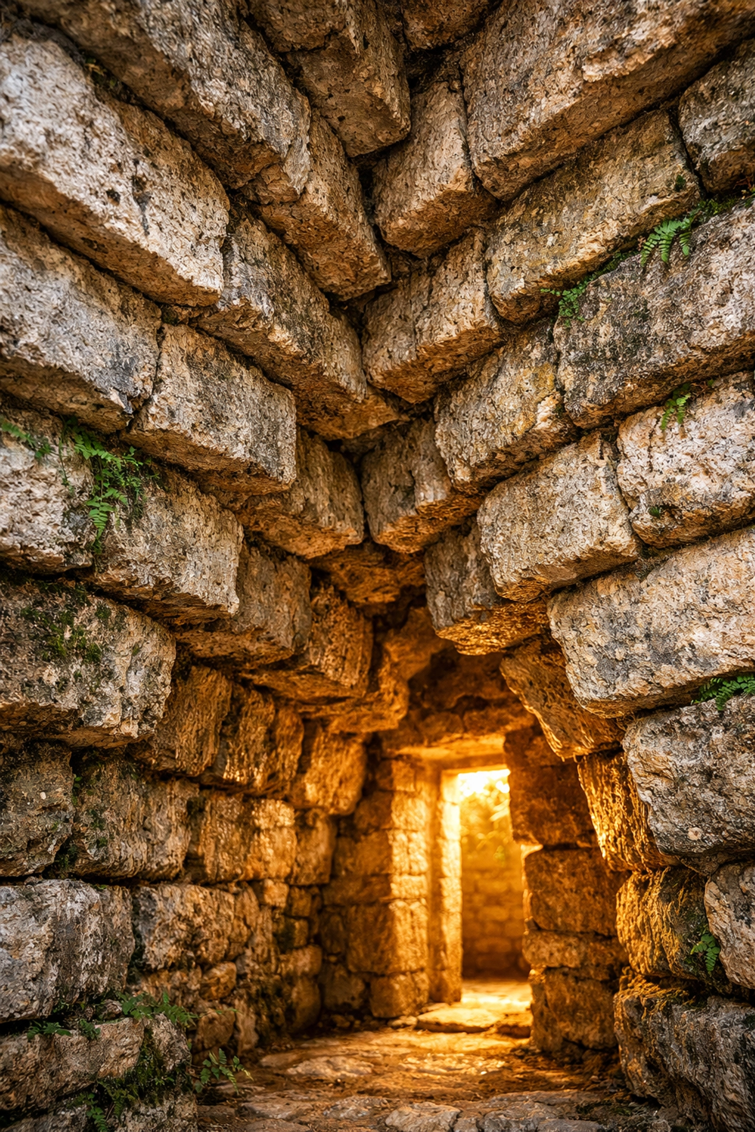 Maya corbel arch construction detail at Cahal Pech archaeological site in Belize