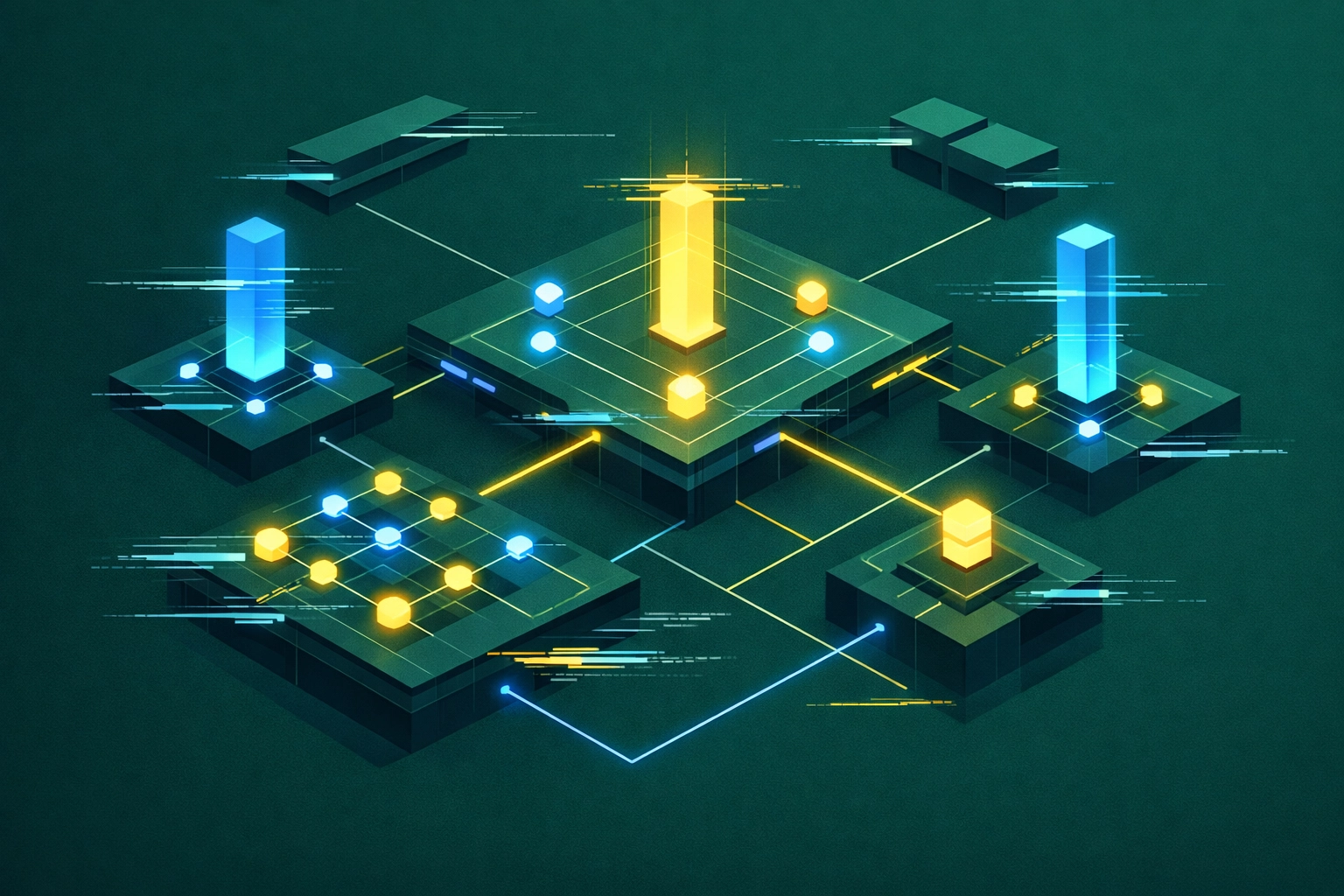 Isometric blueprint of a digital marketing ecosystem emphasizing data architecture and system strategy.