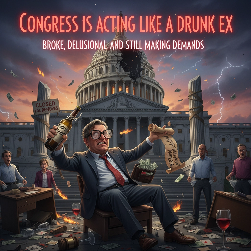 Congress Is Acting Like a Drunk Ex ,  Broke, Delusional, and Still Making Demands