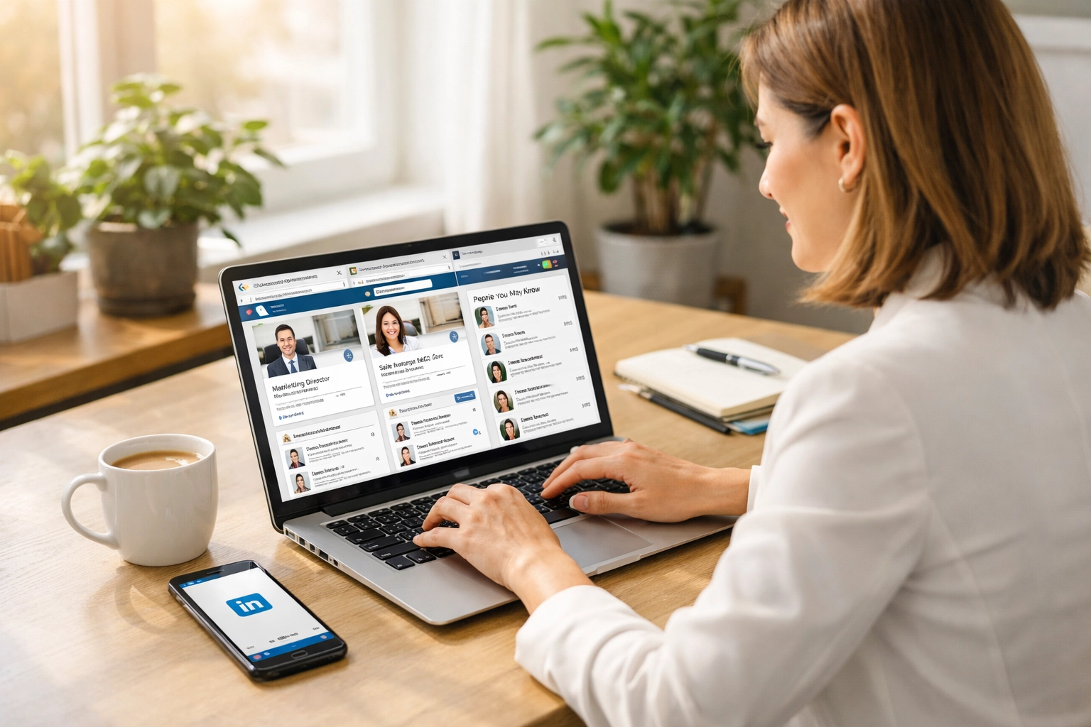 Business professional using LinkedIn for MSP lead generation and B2B prospecting