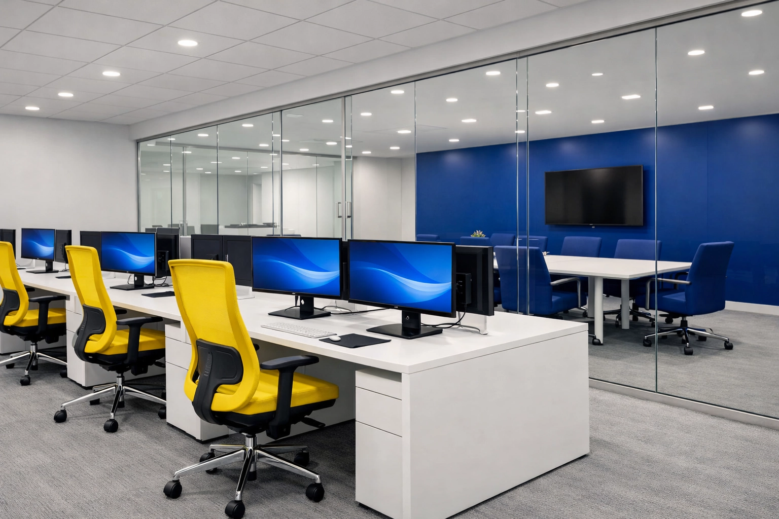 Clean contemporary office space in Medfield ready for move-in after professional post construction cleaning services.