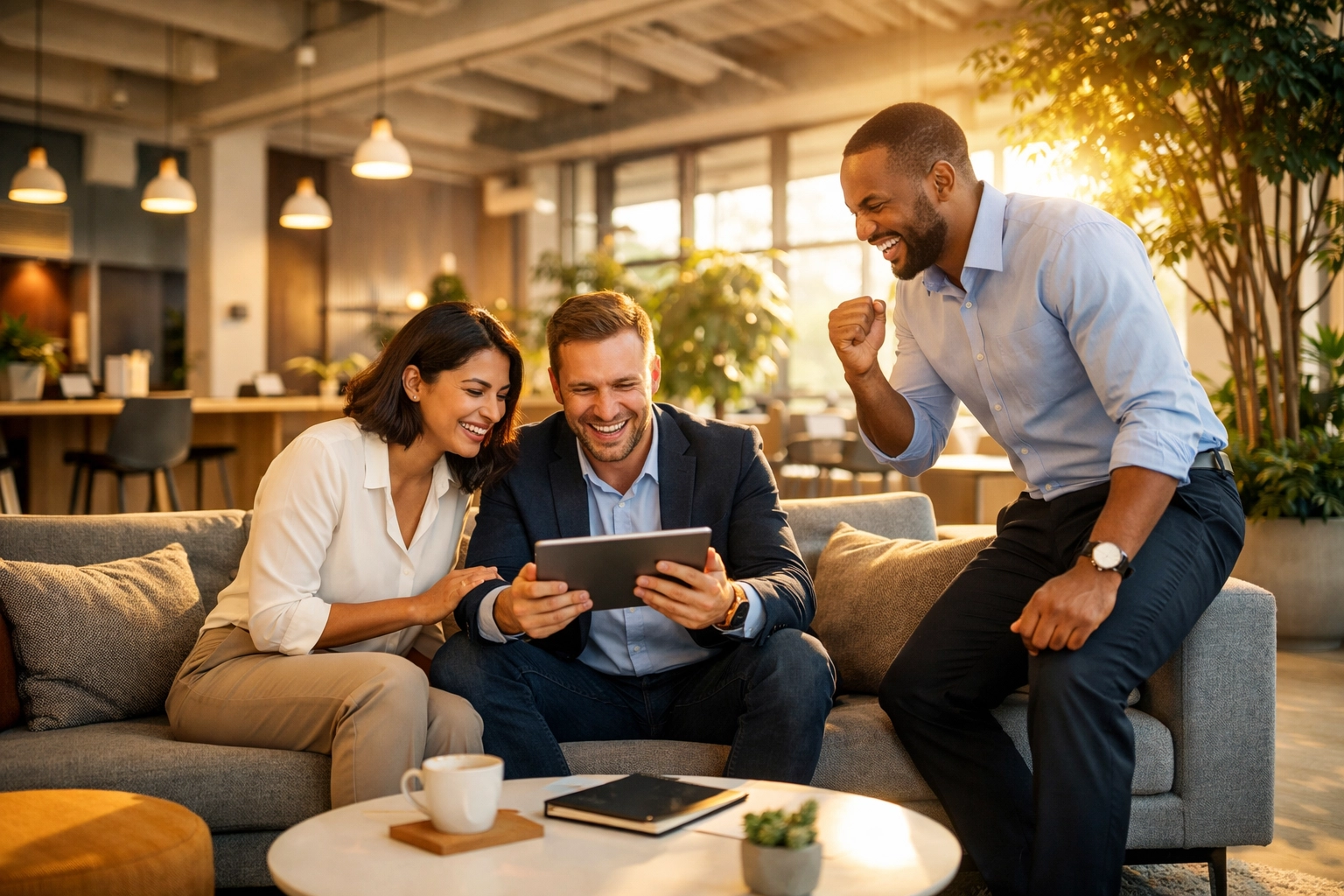 Collaborative IT team celebrating a successful ServiceNow implementation and transformative business growth.