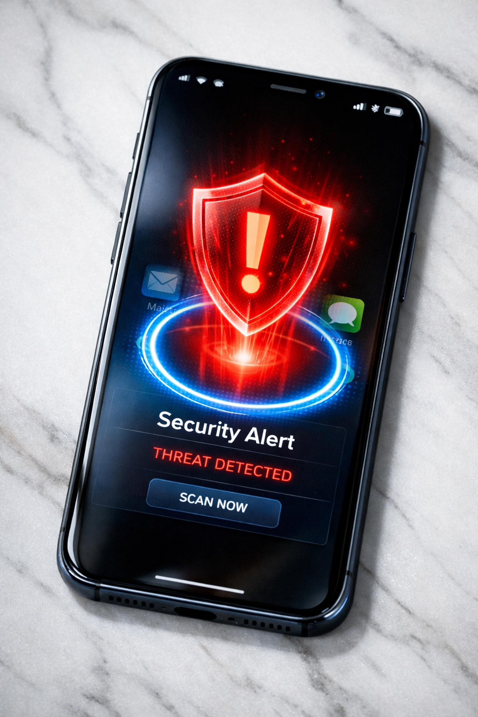 Android Circle to Search feature identifying a malicious link with a red security warning icon on the screen.