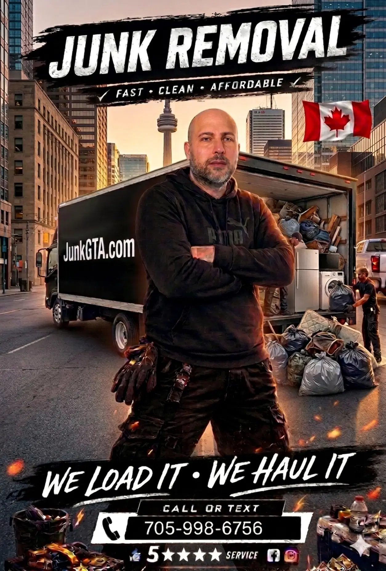 Appliance Recycling in Barrie: A Simple Guide for Residents Junk GTA team member standing in front of a fully loaded junk removal truck