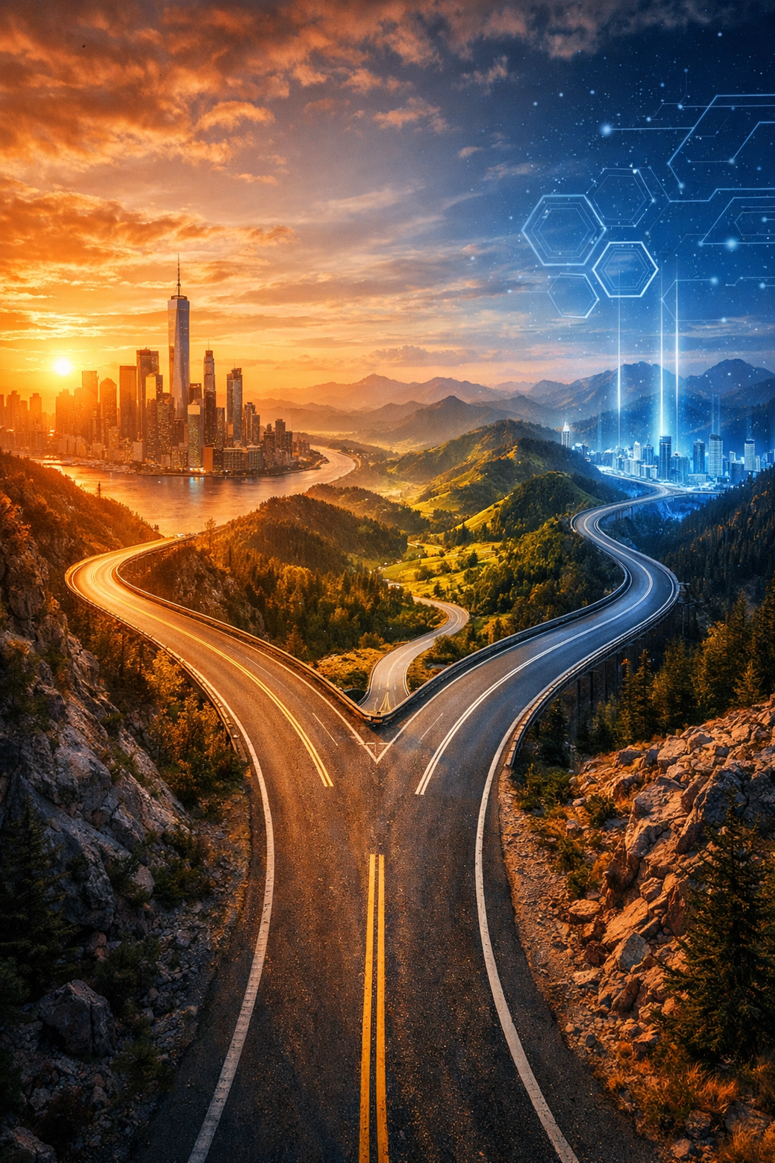 Winding road with multiple paths symbolizing diverse investment strategies and risk management