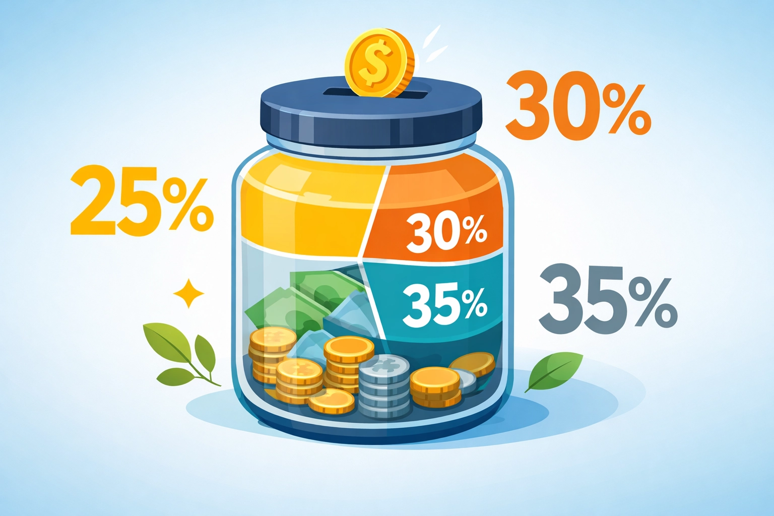 Savings jar showing 25-35% tax withholding percentages for freelance and side hustle income