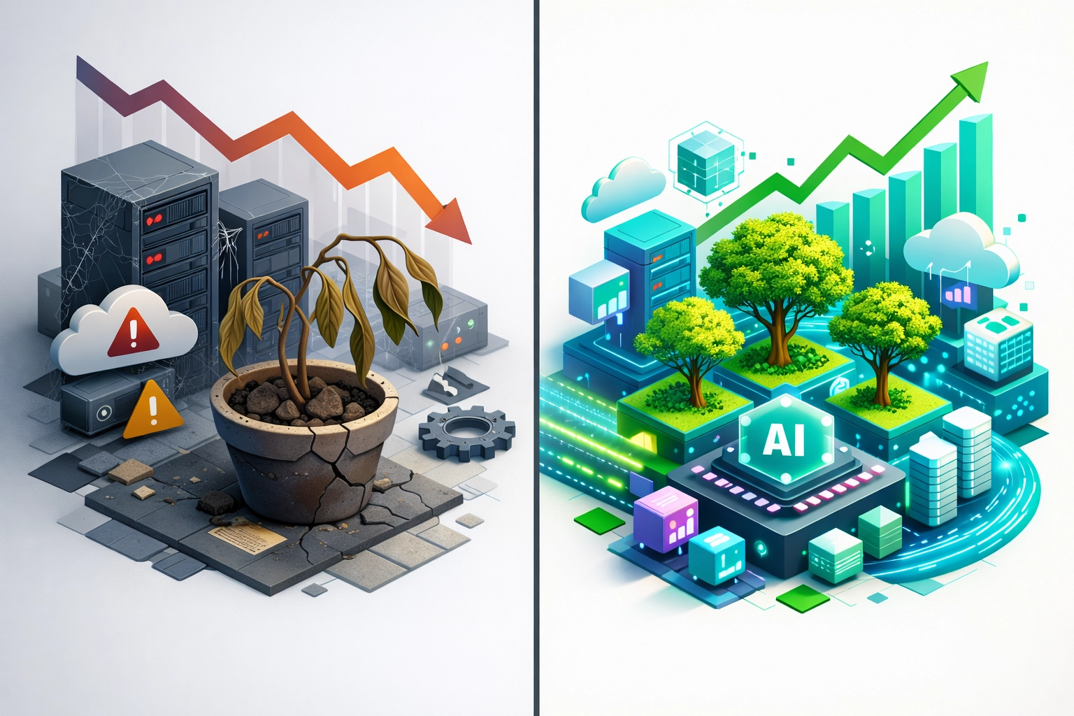 ServiceNow post-implementation support: neglected system vs optimized ITOM and ITAM platform