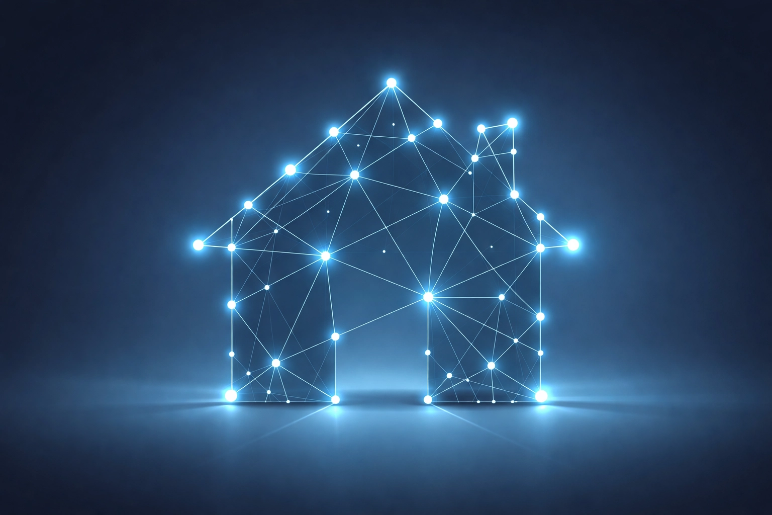 Interconnected data points forming a house shape representing AI-powered seller predictions