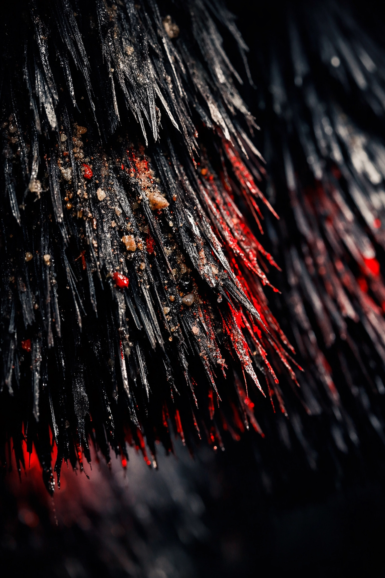 Dirty automatic car wash brushes with trapped debris that damages ceramic coatings