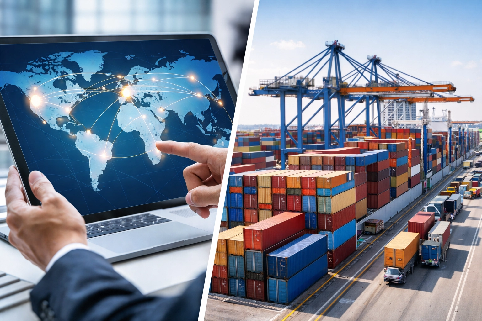 Logistics professional tracking global shipping routes using international sea port codes