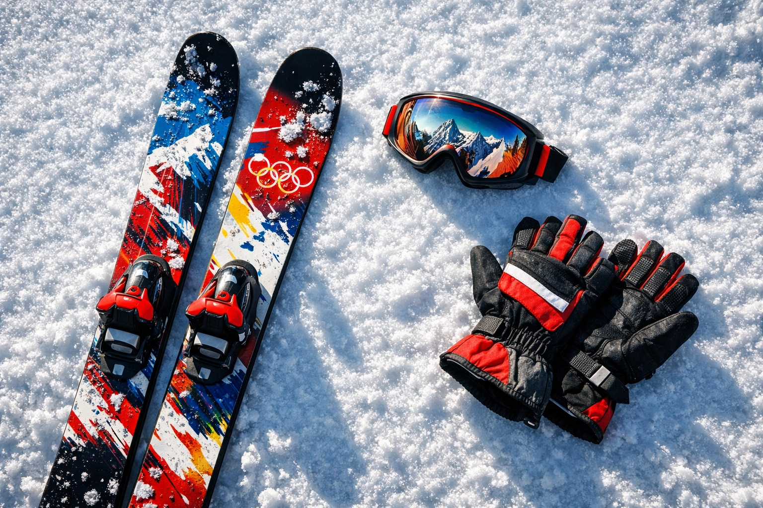 Olympic freestyle ski equipment on snow at Milano Cortina 2026 Winter Games