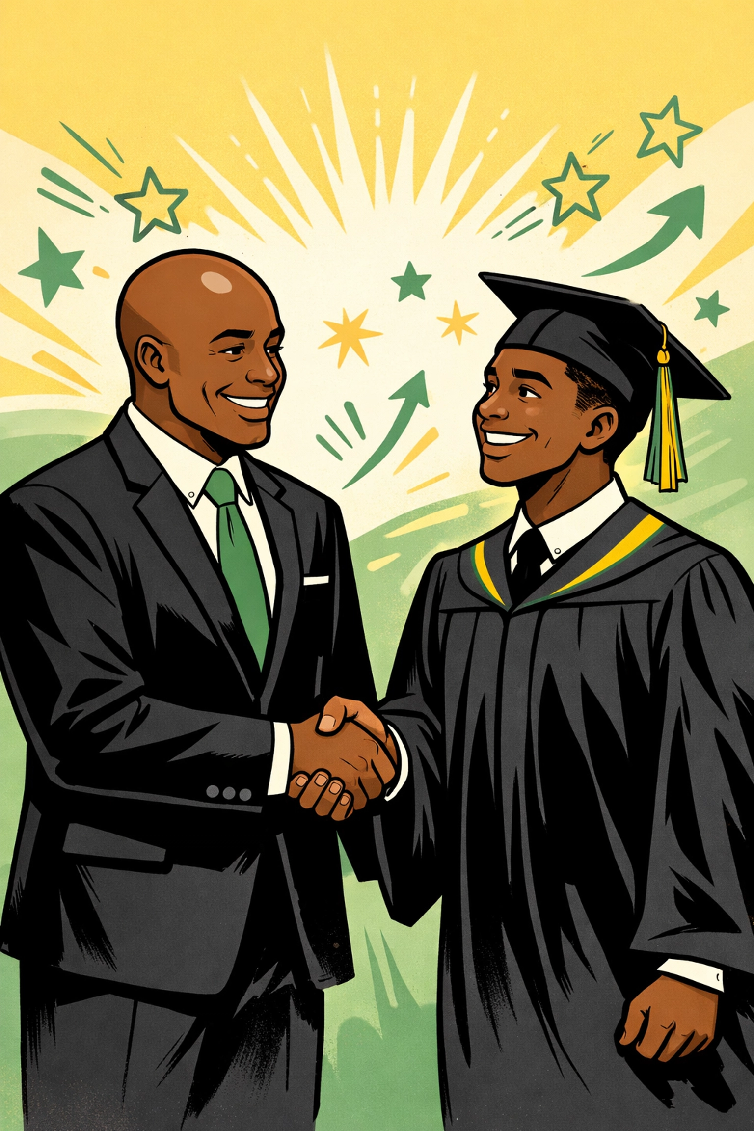 Professor Antonio celebrating a young Black man’s graduation and professional success.