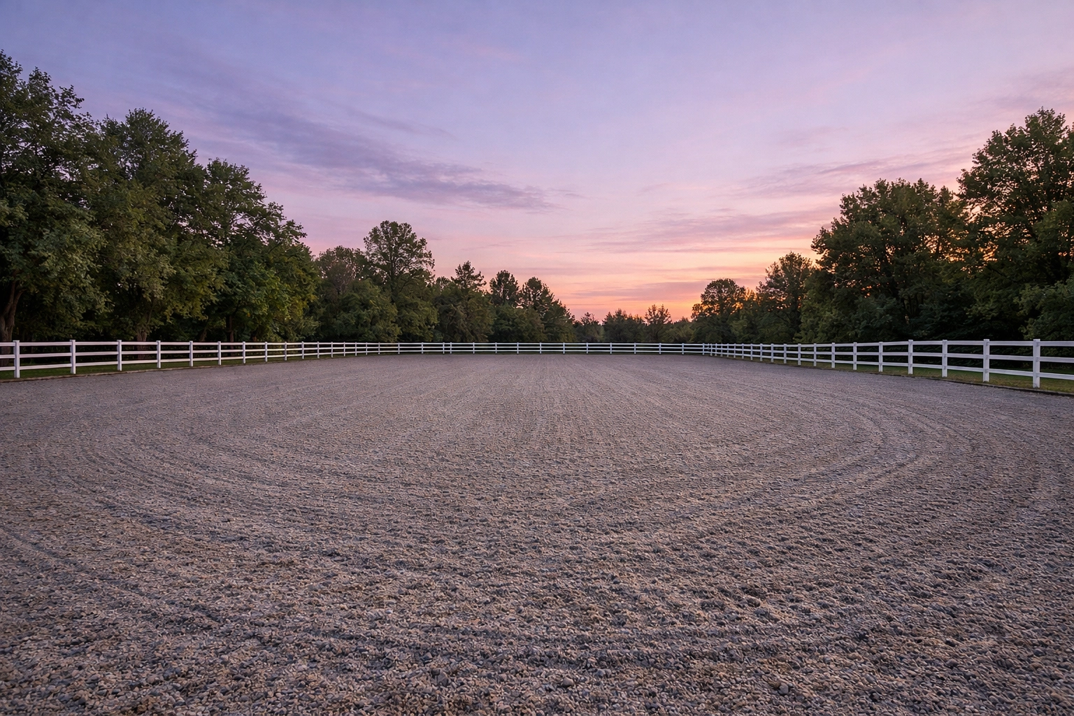 Outdoor riding arena with quality footing on Davidson NC equestrian estate